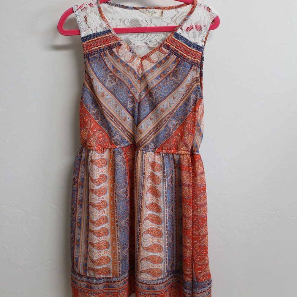 Miss Me Girls Paisley and Lace Summer Dress Size Medium